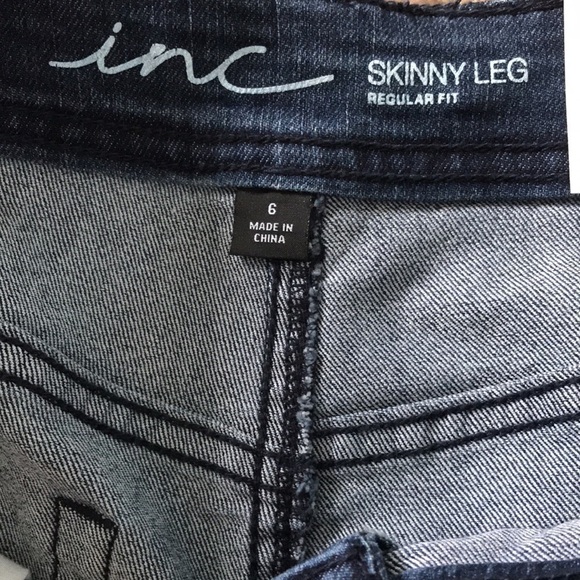 INC Embellished Indigo Skinny Leg Jeans Size 6 - Picture 7 of 10